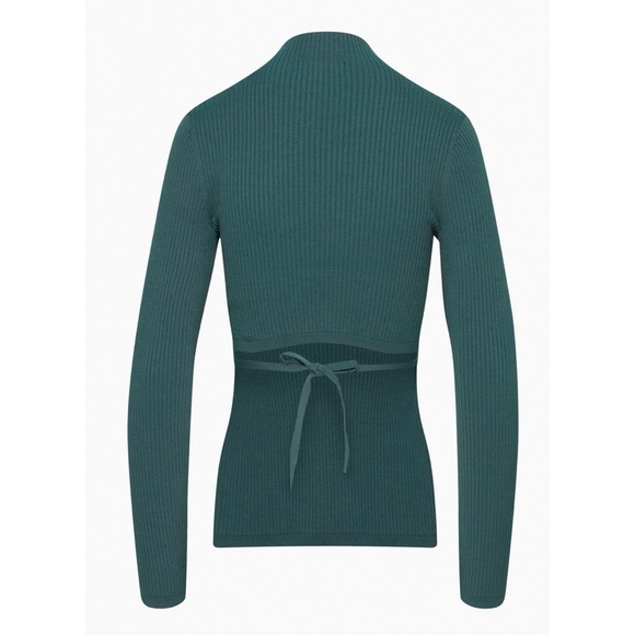 EUC Aritzia Babaton Sculpt Knit Tie-Back Longsleeve Mock Neck Ribbd Knit Sweater - Picture 11 of 12